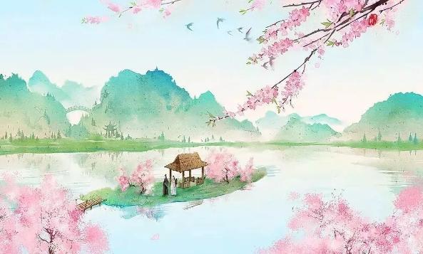 红了樱花,绿了青山,闲静了小桥流水